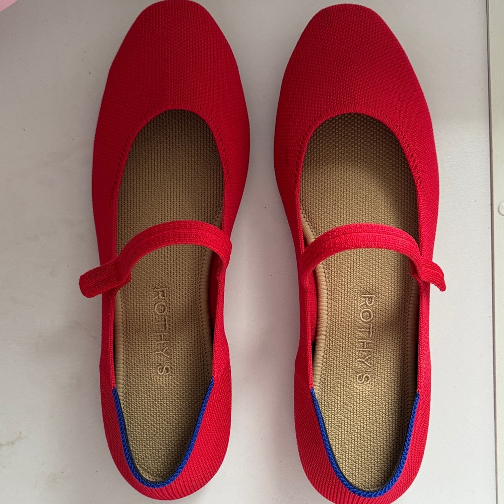 Rothy's Vibrant Red Mary Jane Flats